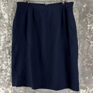Atrium Size 22W Plus Lined‎ Elastic Waist Pencil Midi Skirt Navy Blue Women